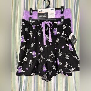 Halloween Spooky 2 Pair Black Purple Women’s Pajama Sleep Lounge Shorts NWT  3XL